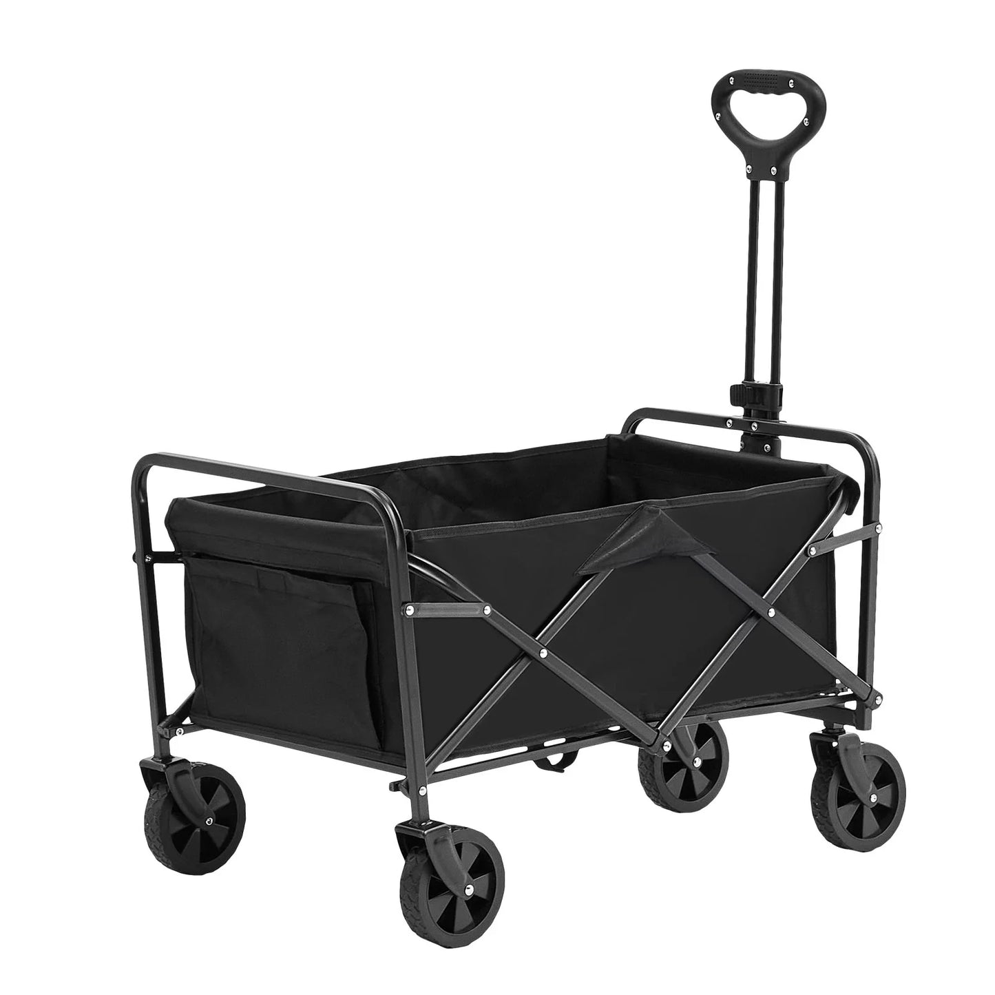 VEVOR Collapsible Folding Wagon, 2 Cu.Ft Beach Wagon Cart with All-Terrain 5In Wheels, Heavy Duty Folding Wagon Cart 220 Lbs Weight Capacity with Drink Holders, Sports Wagon for Camping, Shopping, Gar