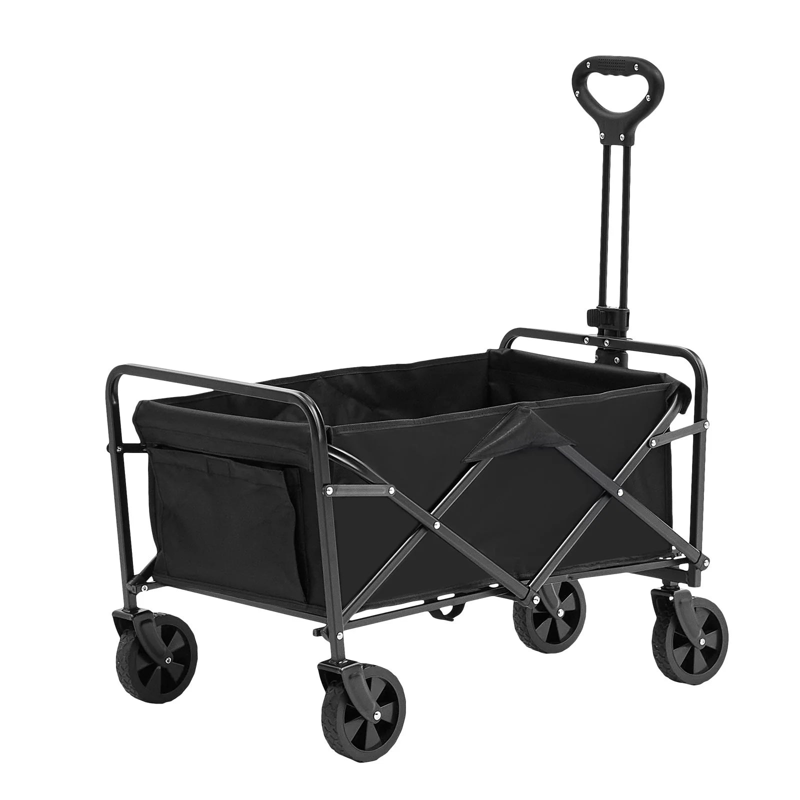 VEVOR Collapsible Folding Wagon, 2 Cu.Ft Beach Wagon Cart with All-Terrain 5In Wheels, Heavy Duty Folding Wagon Cart 220 Lbs Weight Capacity with Drink Holders, Sports Wagon for Camping, Shopping, Gar