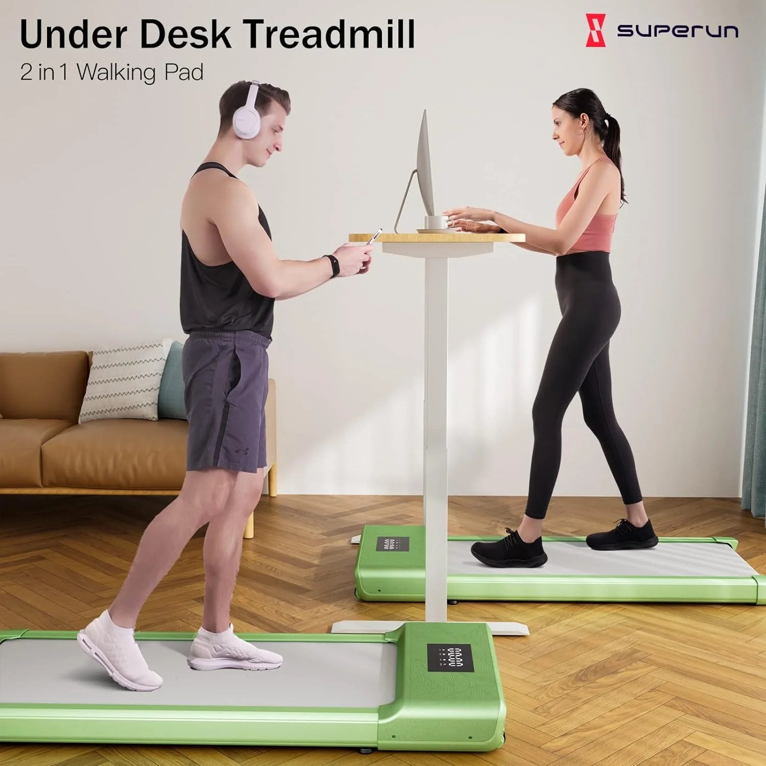 Walking Pad 300Lb, under Desk Treadmil Lwith Remote Control,0.6-3.8Mph Walking Pad Treadmill (Green)