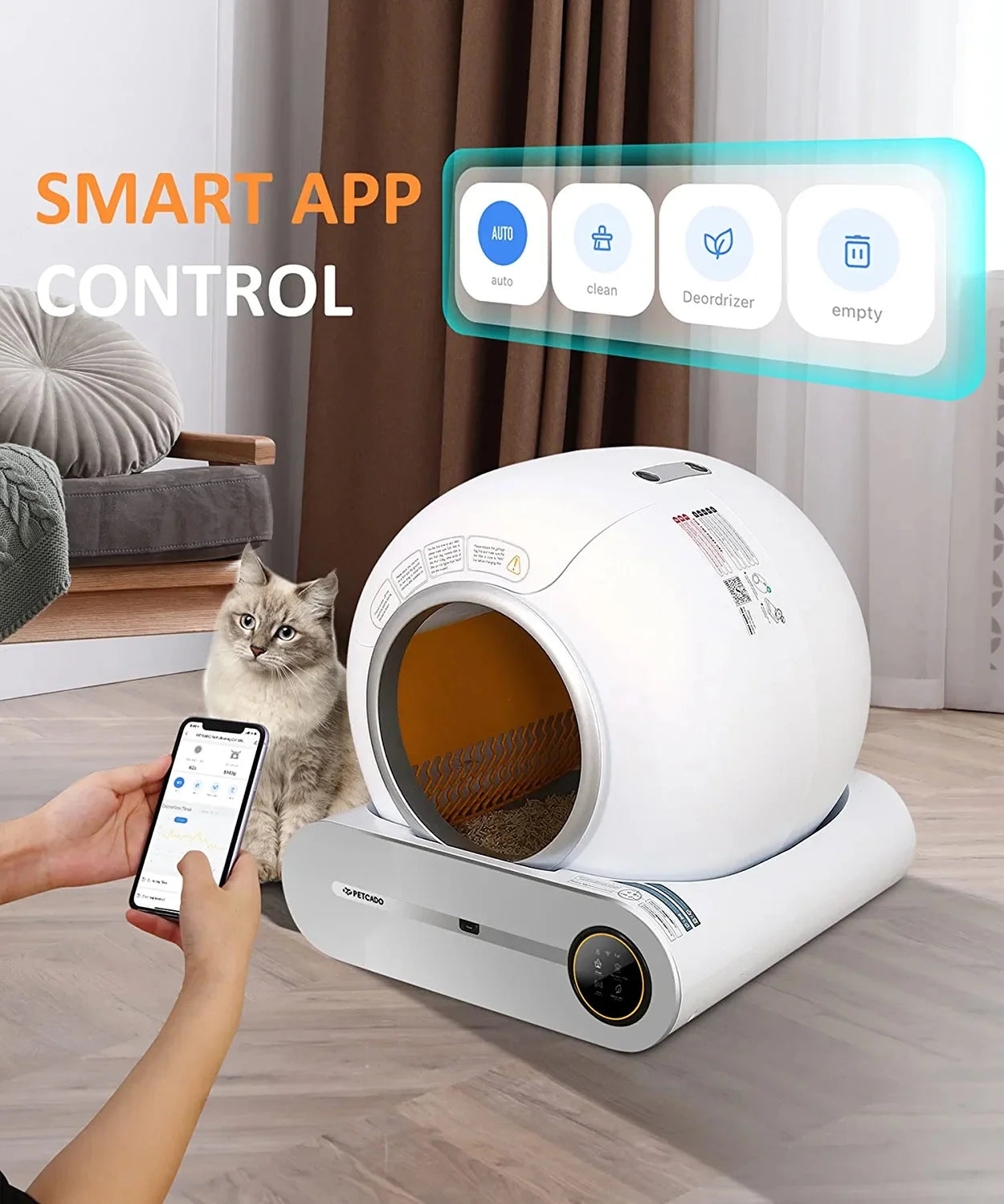 Self-Cleaning Cat Litter Box, Automatic Cat Litter Box with APP Control