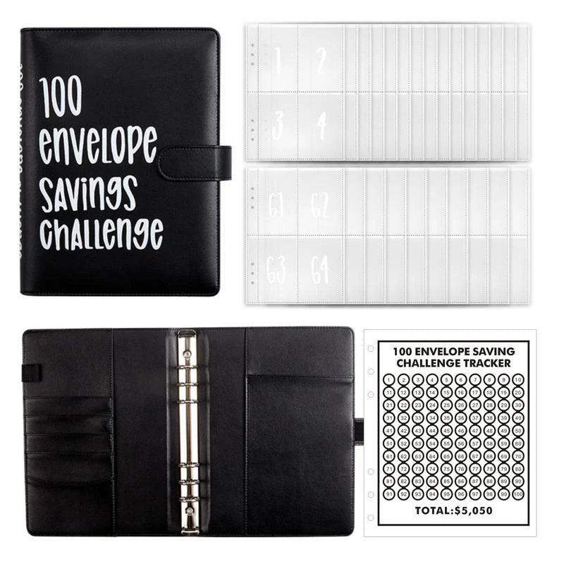 2024 Upgrade 100 Envelopes Saving Challenge Budget Binder, Money Saving Challenge Book, Desk Office Accessories, Saving Challenge Notebook, Waterproof Wallet, Storage Bag,Saving Tips,Desk Office Accessories, Budget Plan, Couple Gift