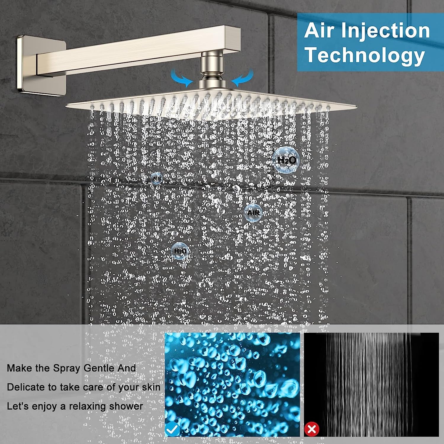 Rain Shower System Sets Faucet:  10 Inch Overhead Rainhead Shower Combo Set with Handheld and Valve-Luxury Modern Mixer Rainfall Brushed Nickel Shower Faucets Sets Complete