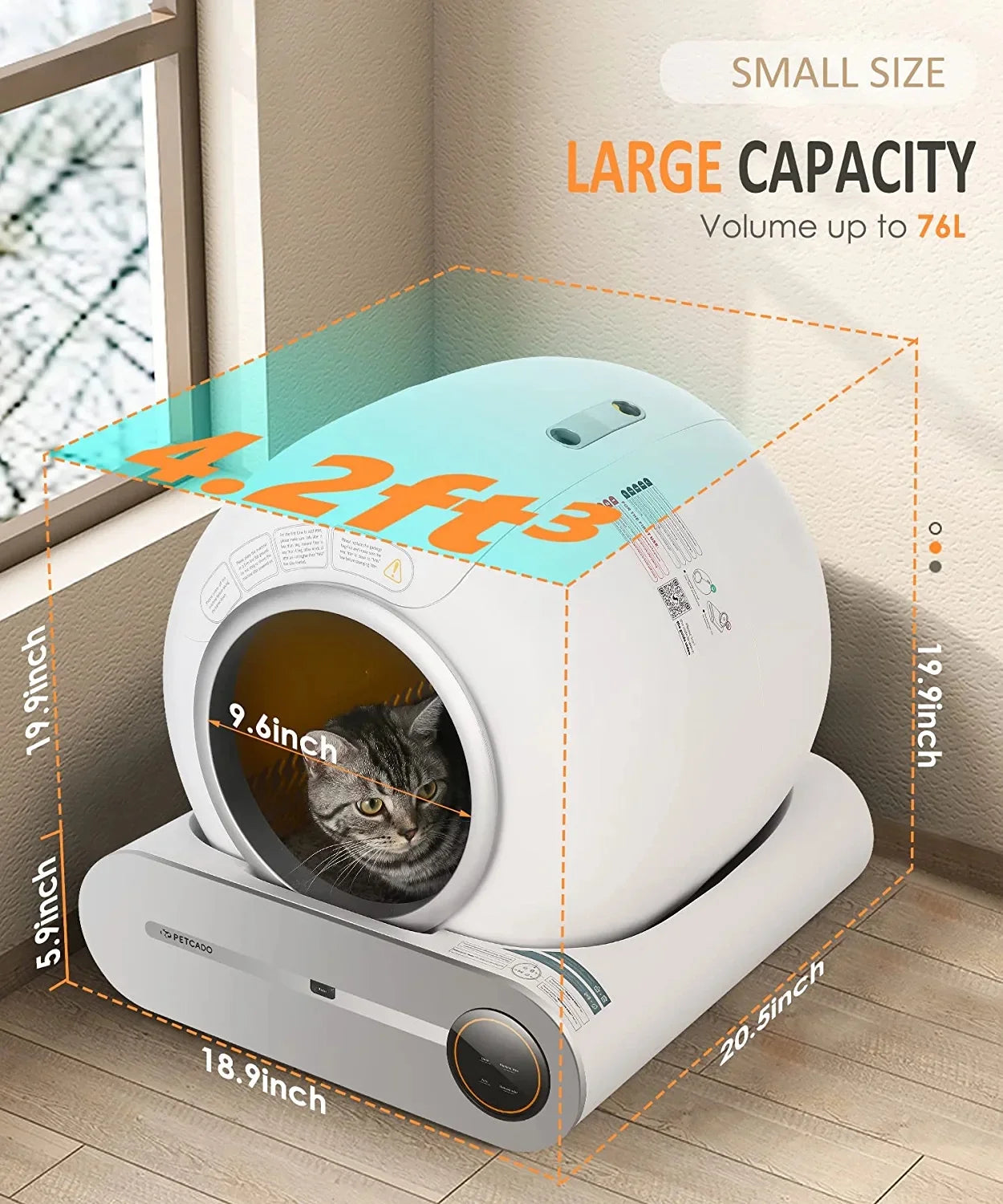 Self-Cleaning Cat Litter Box, Automatic Cat Litter Box with APP Control