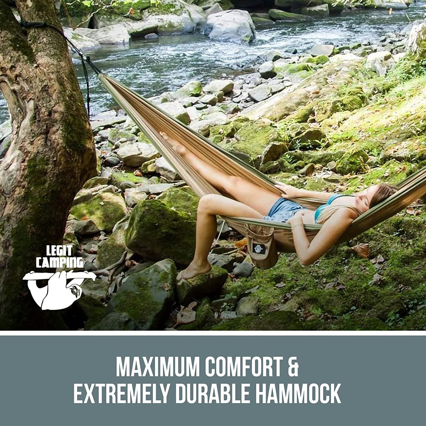 Legit 2 Person Camping Hammock - Double Tree Hammock - Portable & Heavy Duty - Perfect for Outdoor & Travel