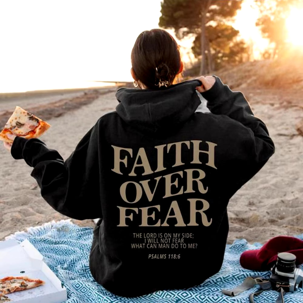 Faith over Fear Christian Hoodie Christian Sweatshirt Jesus Hoodie Trendy Hoodie Bible Verse Shirt Unisex Aesthetic Clothes