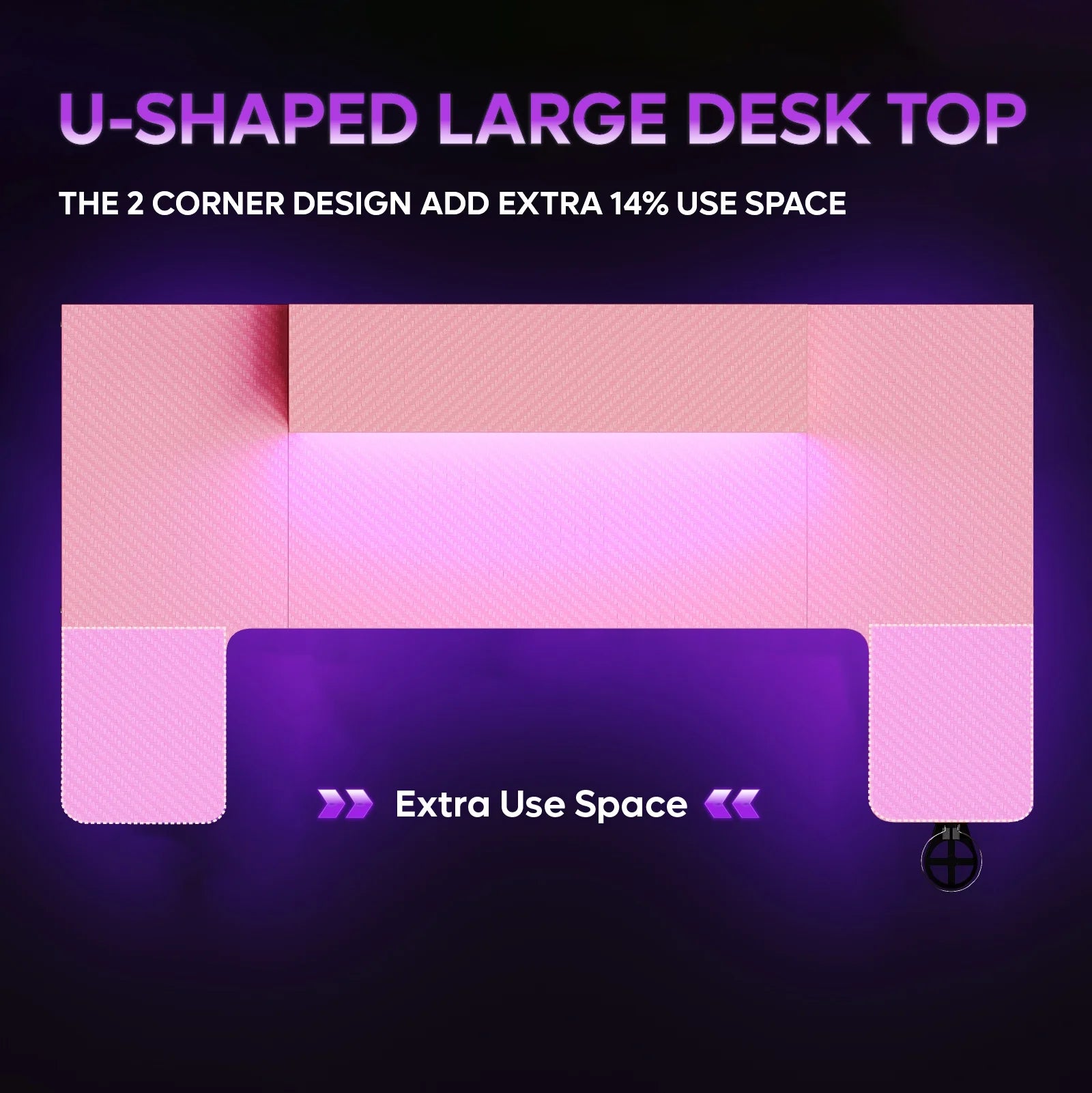 59 Inch Gaming Desk with LED Lights, U-Shaped Computer Desk with Monitor Stand, Hooks and Cup Holder, Home Office Desk, Pink