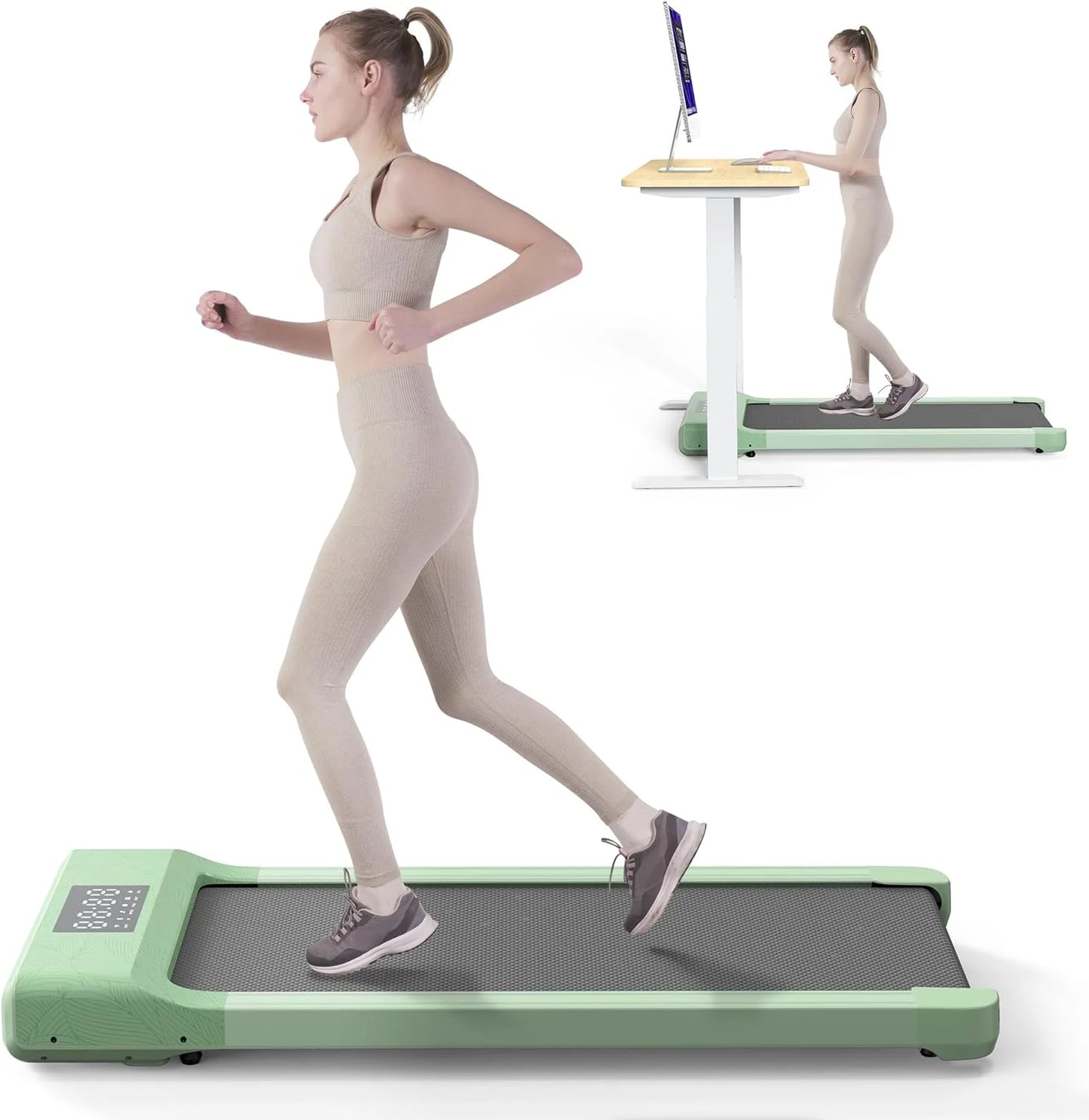 Walking Pad 300Lb, under Desk Treadmil Lwith Remote Control,0.6-3.8Mph Walking Pad Treadmill (Green)