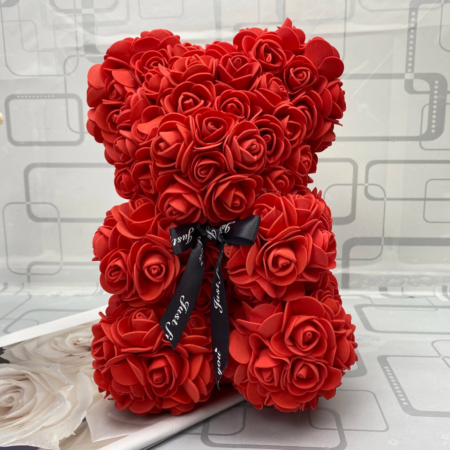 NEW Valentines Day Gift 25Cm Red Bear Rose Teddy Bear Rose Flower Artificial Decoration Christmas Gift for Women Valentines Gift