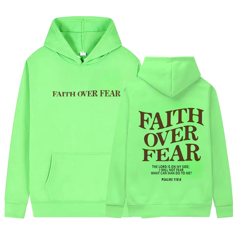 Faith over Fear Christian Hoodie Christian Sweatshirt Jesus Hoodie Trendy Hoodie Bible Verse Shirt Unisex Aesthetic Clothes