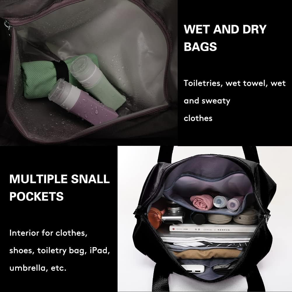 Large Capacity Folding Travel Bag,Expansion Travel Duffel Bag with Dry and Wet Separation Portable Travel Duffel Bag