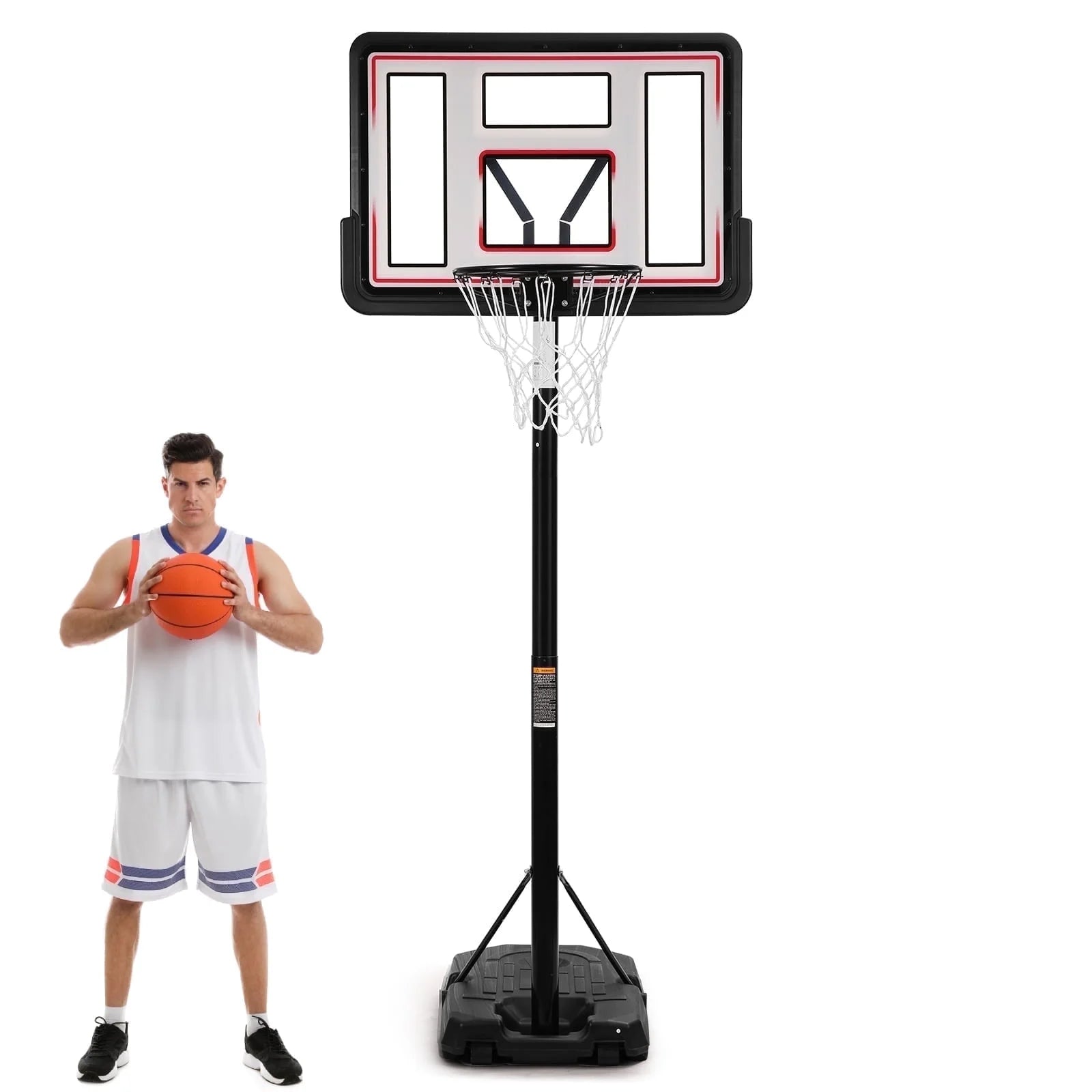 44" Basketball Hoop Adjustable Height 6.56'-10' Goal Durable Outdoor Portable Basketball System(Teens/Adults))(Adult)