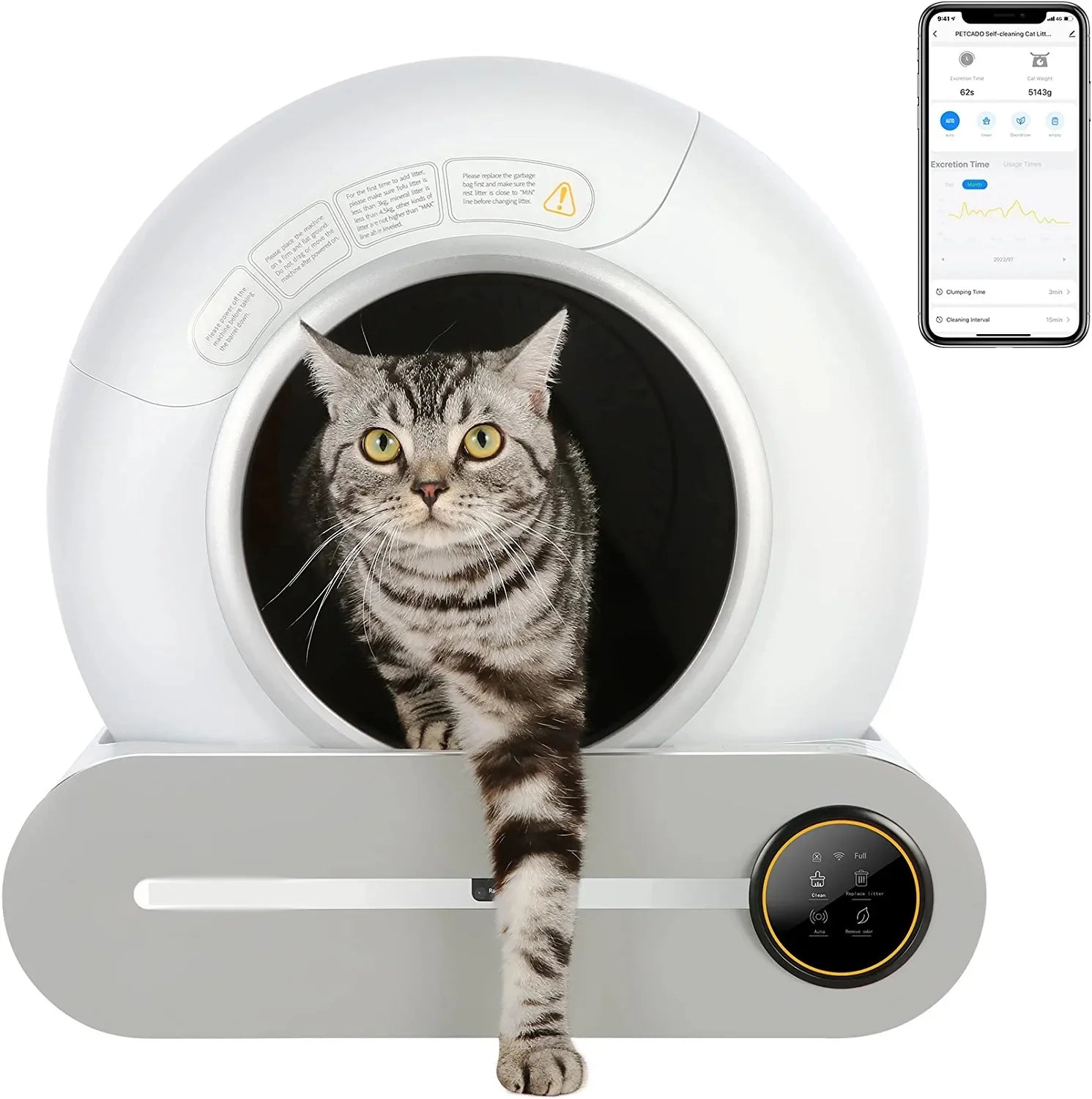 Self-Cleaning Cat Litter Box, Automatic Cat Litter Box with APP Control